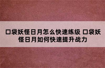 口袋妖怪日月怎么快速练级 口袋妖怪日月如何快速提升战力